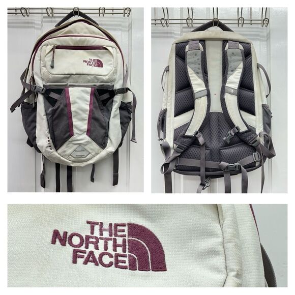 The North Face Recon white purple grey backpack large roomy size lots of pockets - Picture 1 of 11